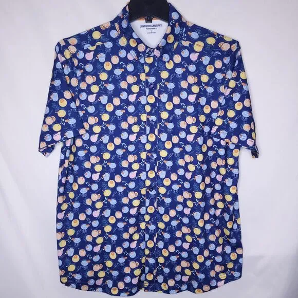 Johnston & Murphy Shirt Mens Large Cocktail Print Performance Button Down - Picture 2 of 11
